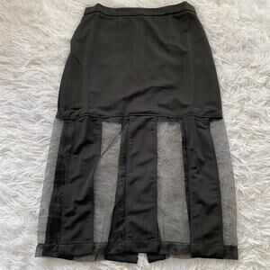 Nameless Fishnet Mesh Midi Skirt Women Semi-sheer Below Knee Black Medium